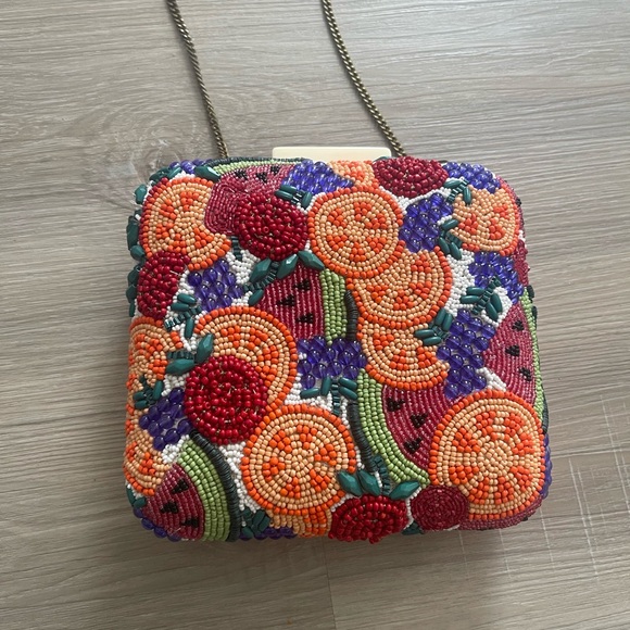 no brand Handbags - Hand crafted  Beaded Fruit Slice Summer Square Handbag Purse  Chain Strap
